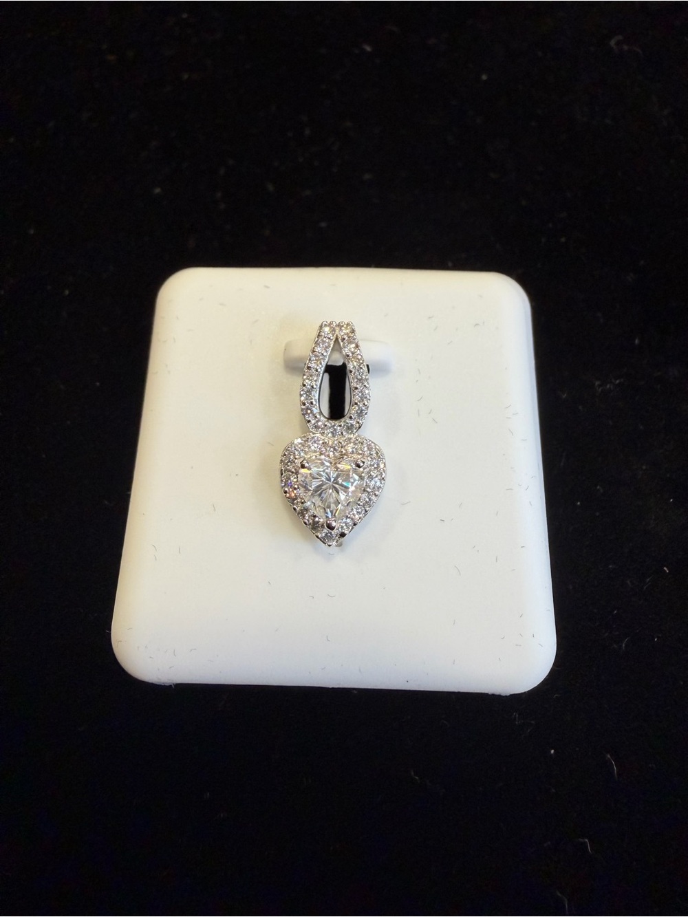 $300 Retail 1.0 Carat Moissanite Heart Pendant in 925 Sterling Silver